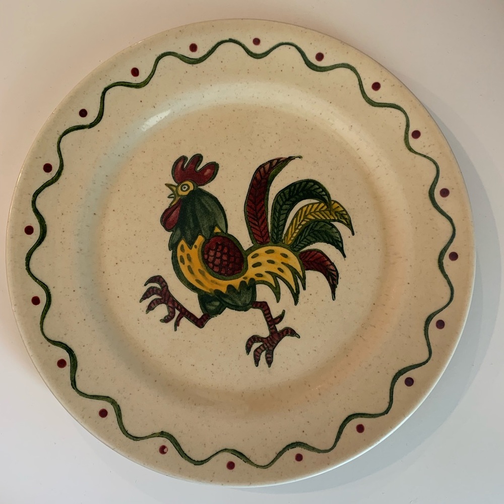 Metlox Poppy Trail Green Rooster Dinner Plate